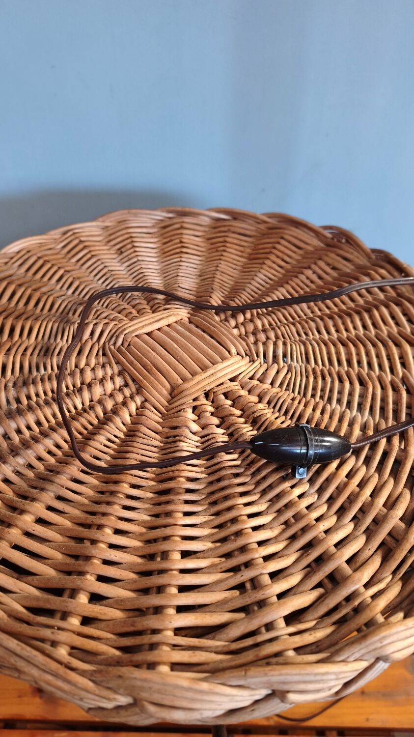 Lampadaire vintage - rotin et bambou - années 1950