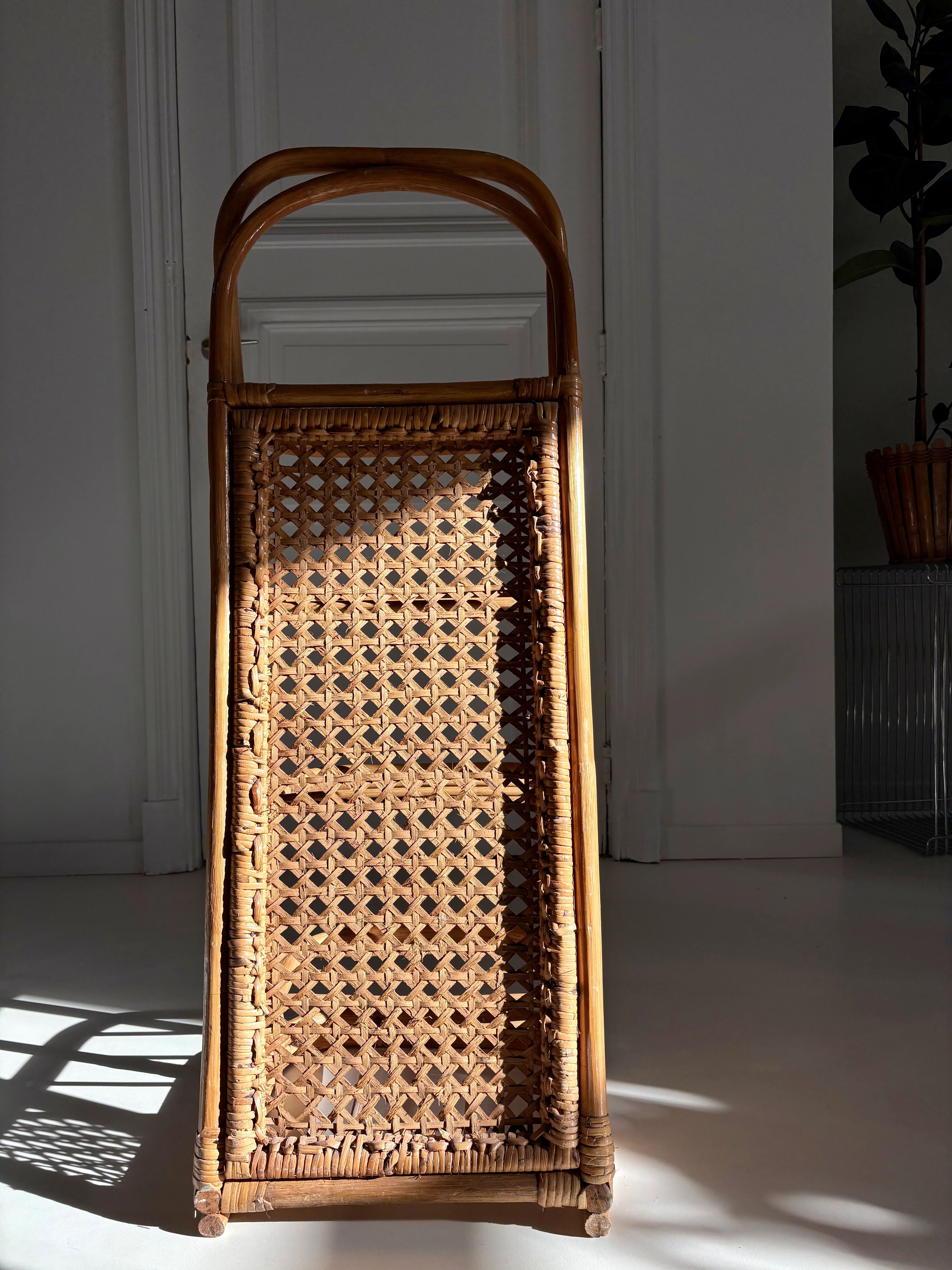 Vintage rattan and cane shelf – 1970s
