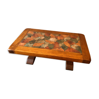 Table basse en chêne et céramique