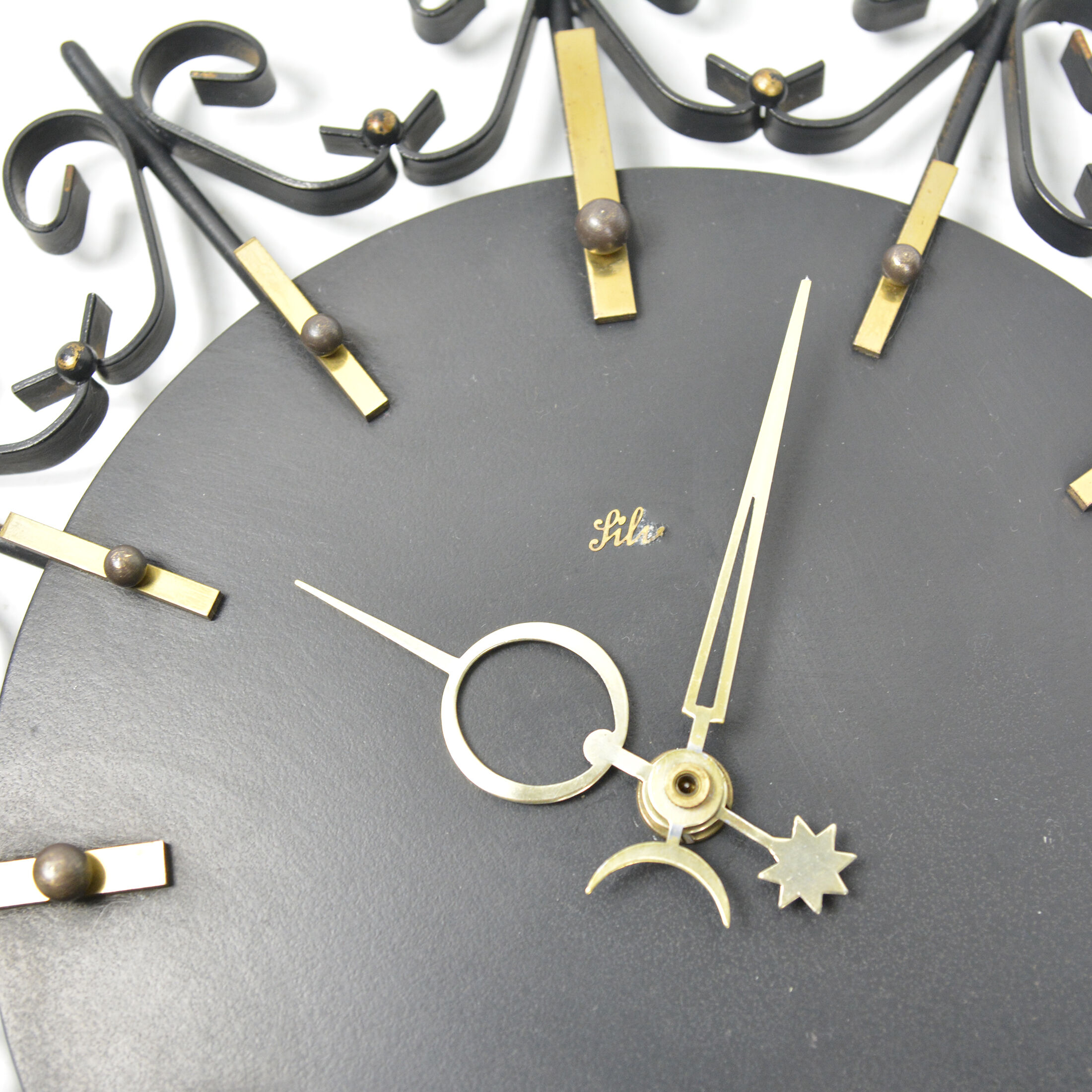 Metal wall clock, silvos, czechoslovakia, 1970s