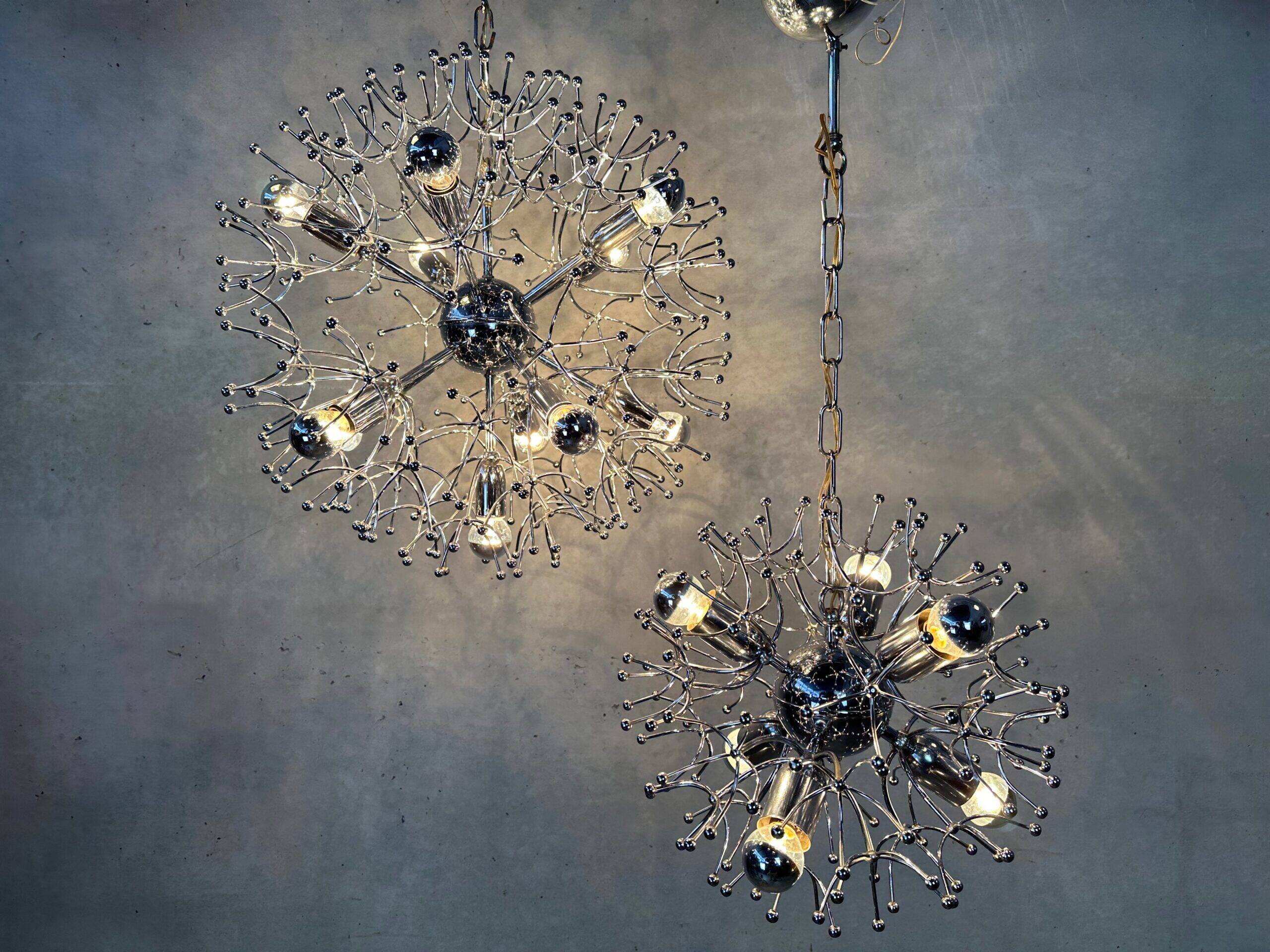 2x vintage Sputnik 'Dandelion' pendant lamp