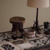 Antique Italian desk table, walnut and marble, Naples, 19th century.