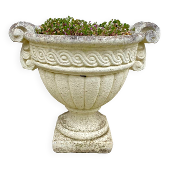 Flower box round planter old patterned flower pot