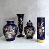 Cobalt blue vases collection, mid-century porcelain vases, vintage interior