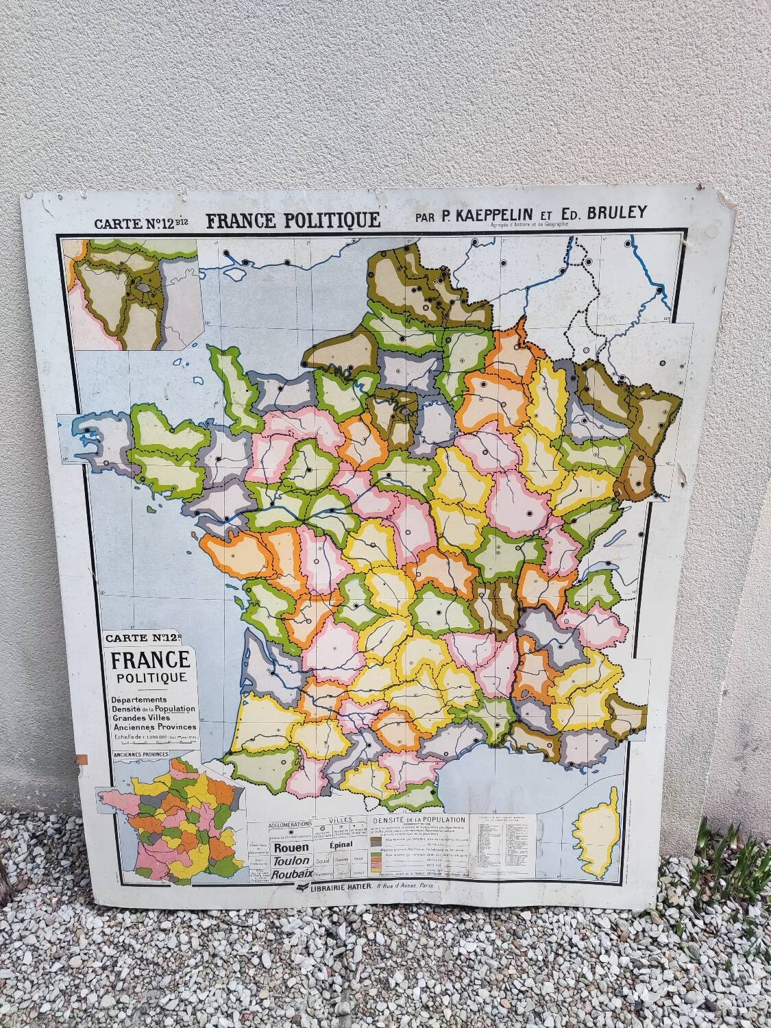 Vintage political map of France