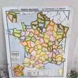 Vintage political map of France