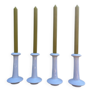 Set of 4 white ceramic candle holders