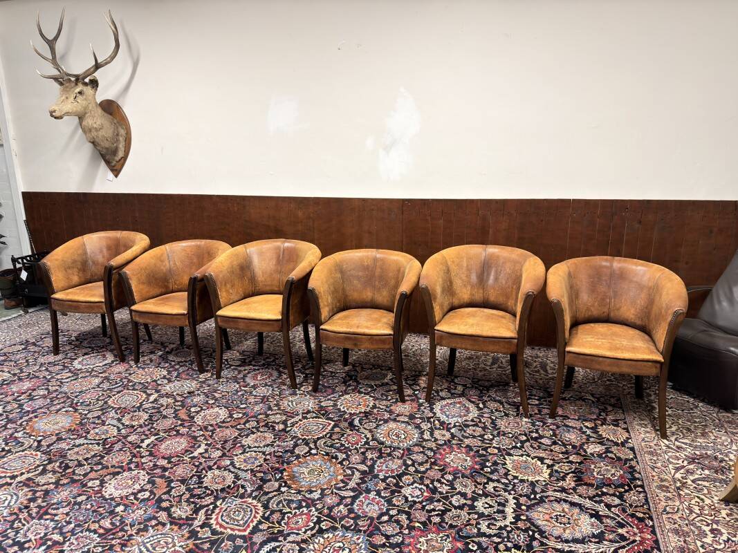 Set of Classic English Sheep Leather Chairs