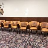 Set of Classic English Sheep Leather Chairs