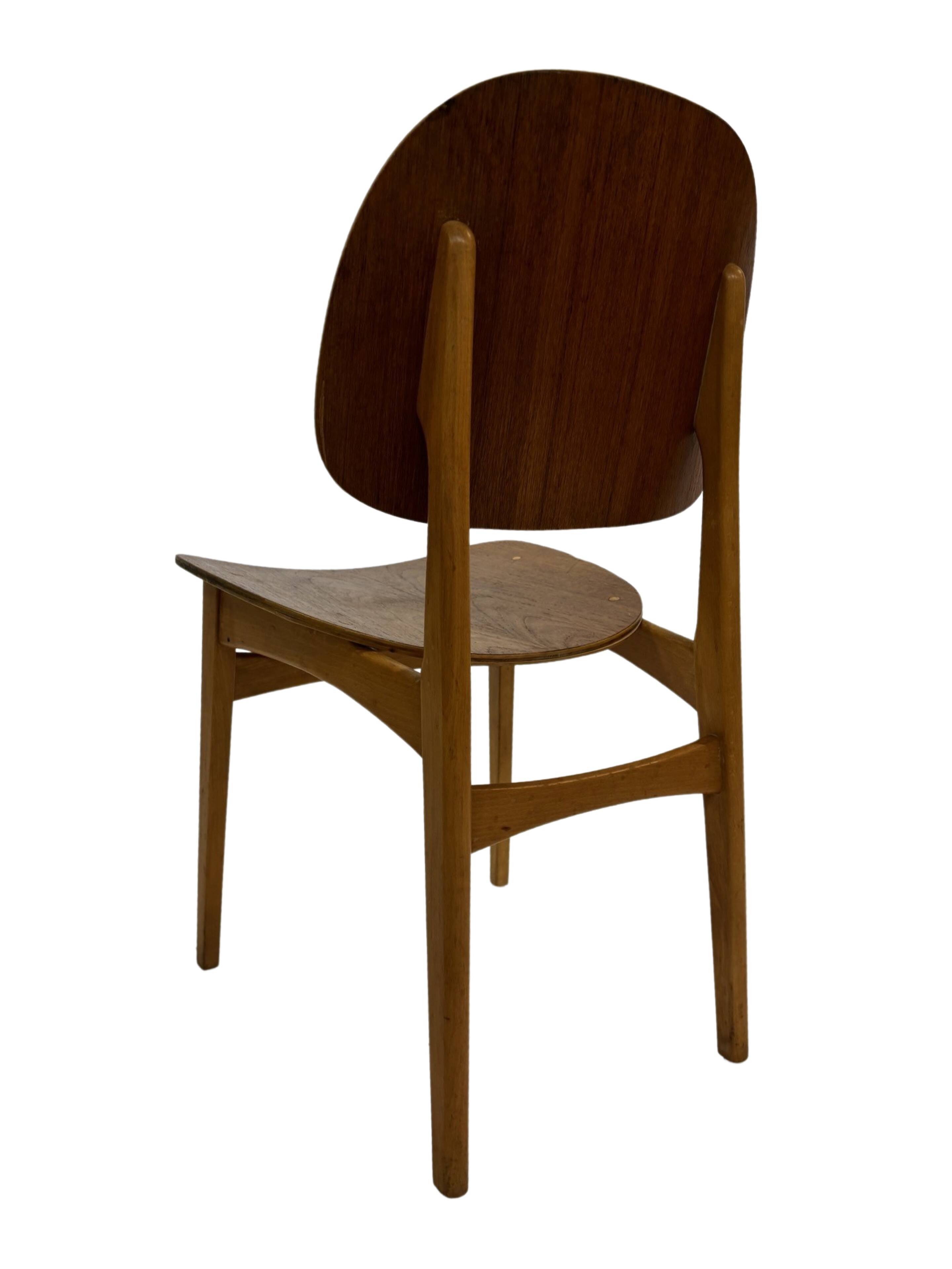 Vintage dining room chair Scandinavian 1960s plywood and teak design
