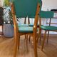 Set of 4 vintage chairs in blonde wood and turquoise faux leather – 1960s