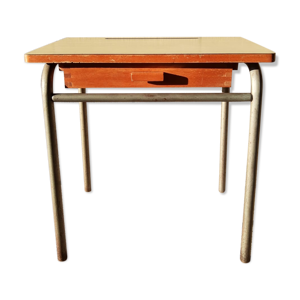 bureau d'écolier avec tiroir et plateau formica beige vintage