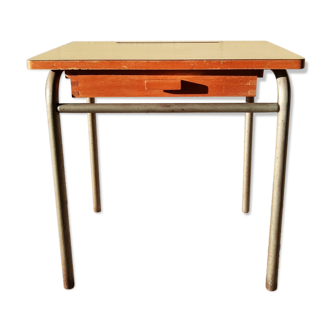 Bureau d'écolier avec tiroir et plateau formica beige vintage