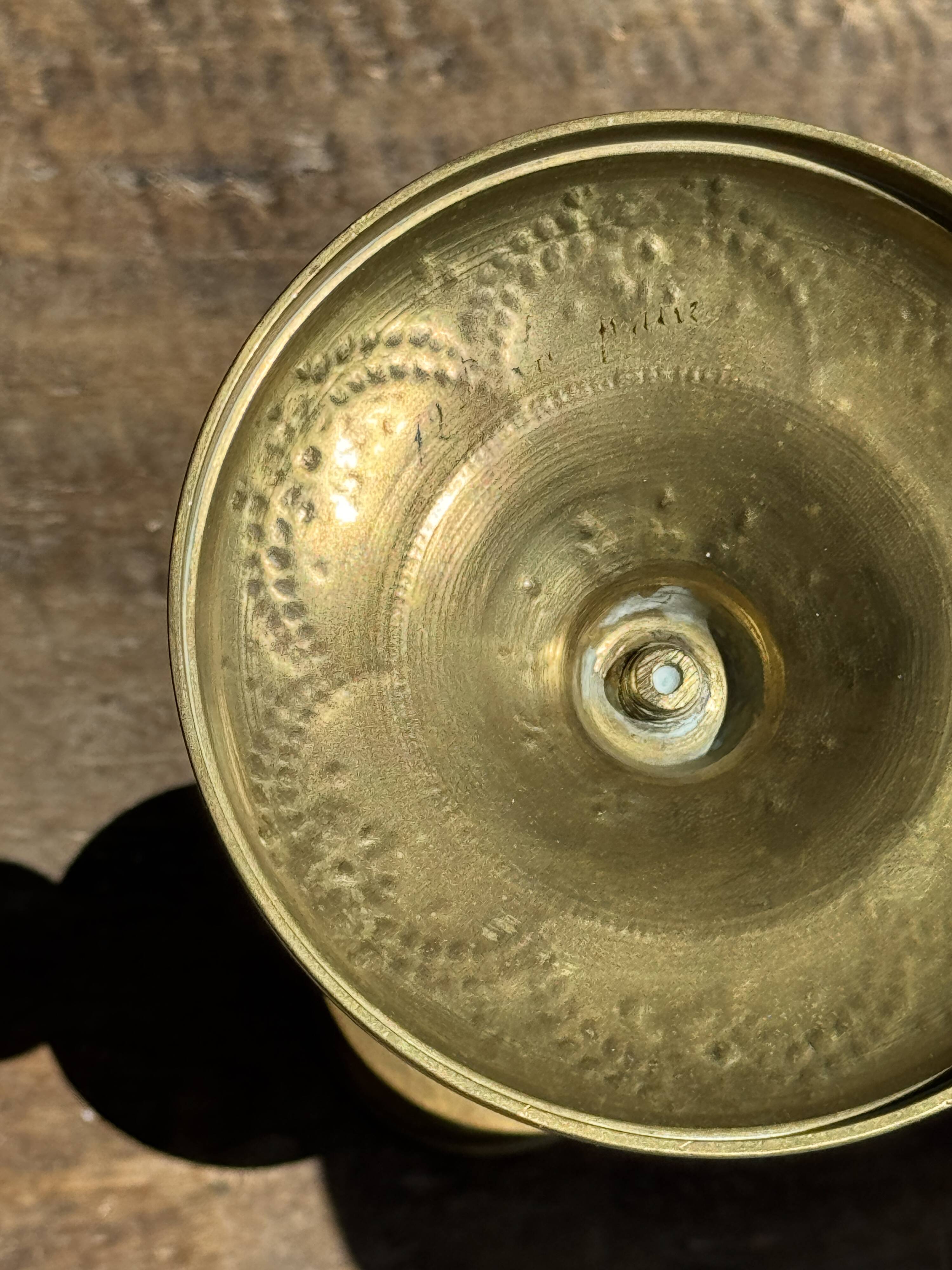 Pair of gilded candlesticks with engraved flower garland motifs H22