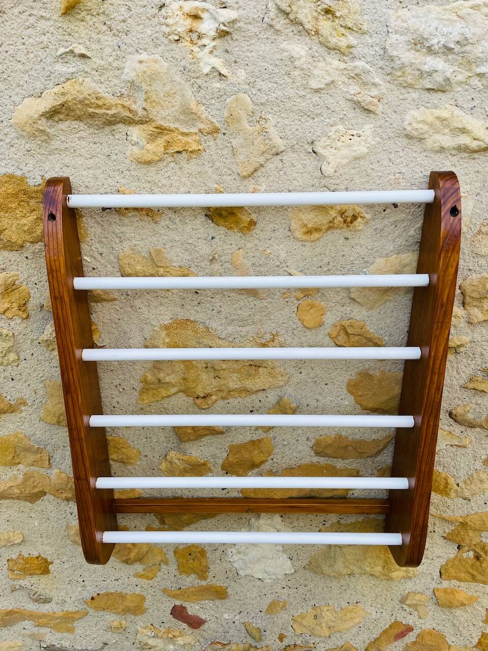Vintage oak towel rack/wall-mounted bracket, circa 1970s