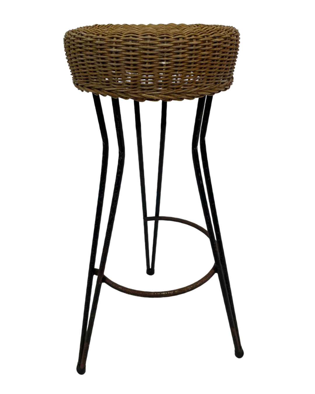 Vintage Stool Rattan Rohe Noordwolde Netherlands 1960s Design
