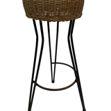 Vintage Stool Rattan Rohe Noordwolde Netherlands 1960s Design