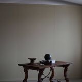 Brutalist table in antique Spanish solid oak and wrought iron, 19th century.