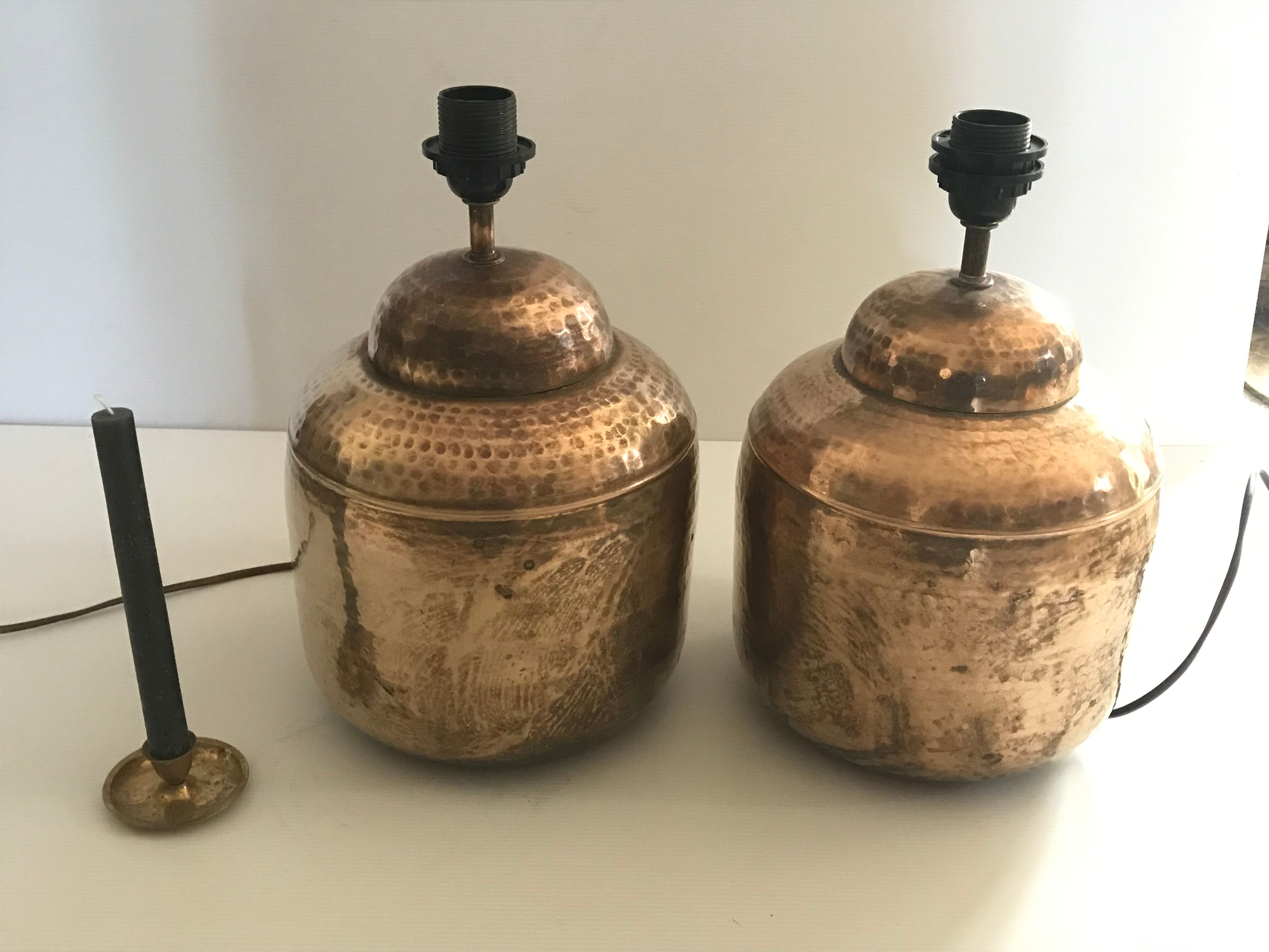 Vintage hammered brass lamp