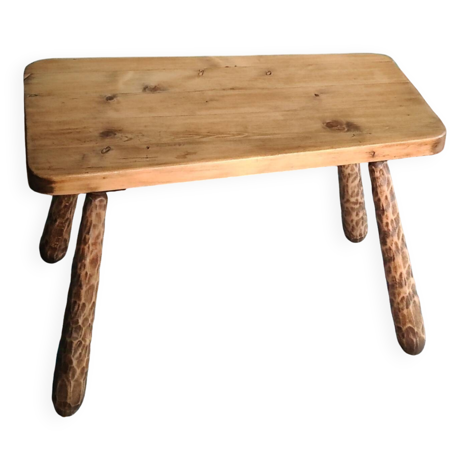 Brutalist solid wood coffee table 70 cm