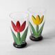 Set of 2 Tulip Crystal Glasses Boda by Ulrica Hydman Vallien / Sweden / 199