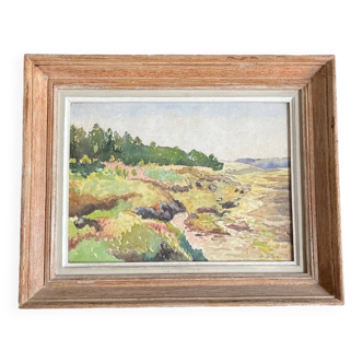 Ernest Biraud Old watercolor painting framed landscape