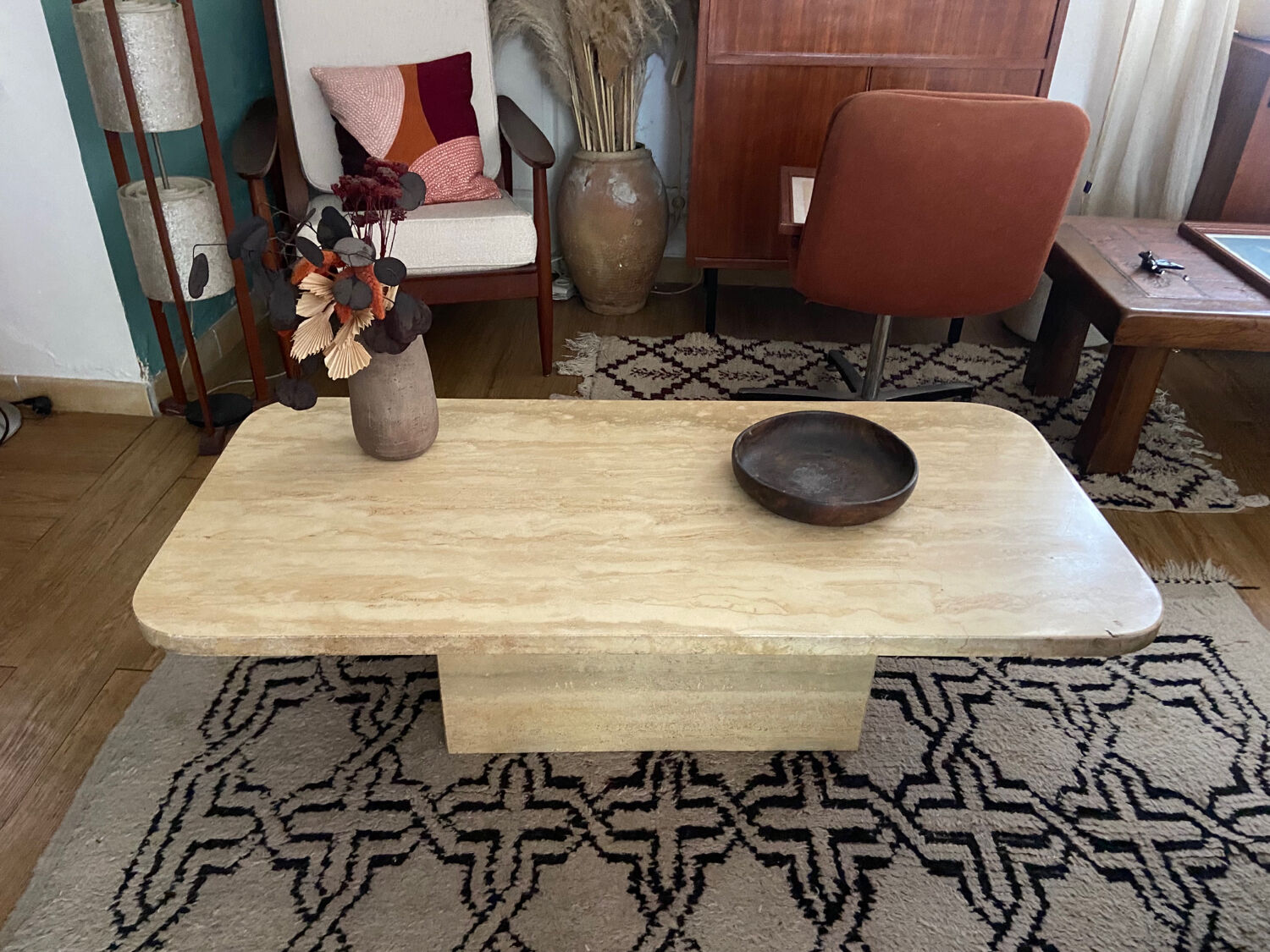 Travertine coffee table in the 70s
