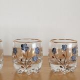 Set of 6 small hand-painted gilded glasses