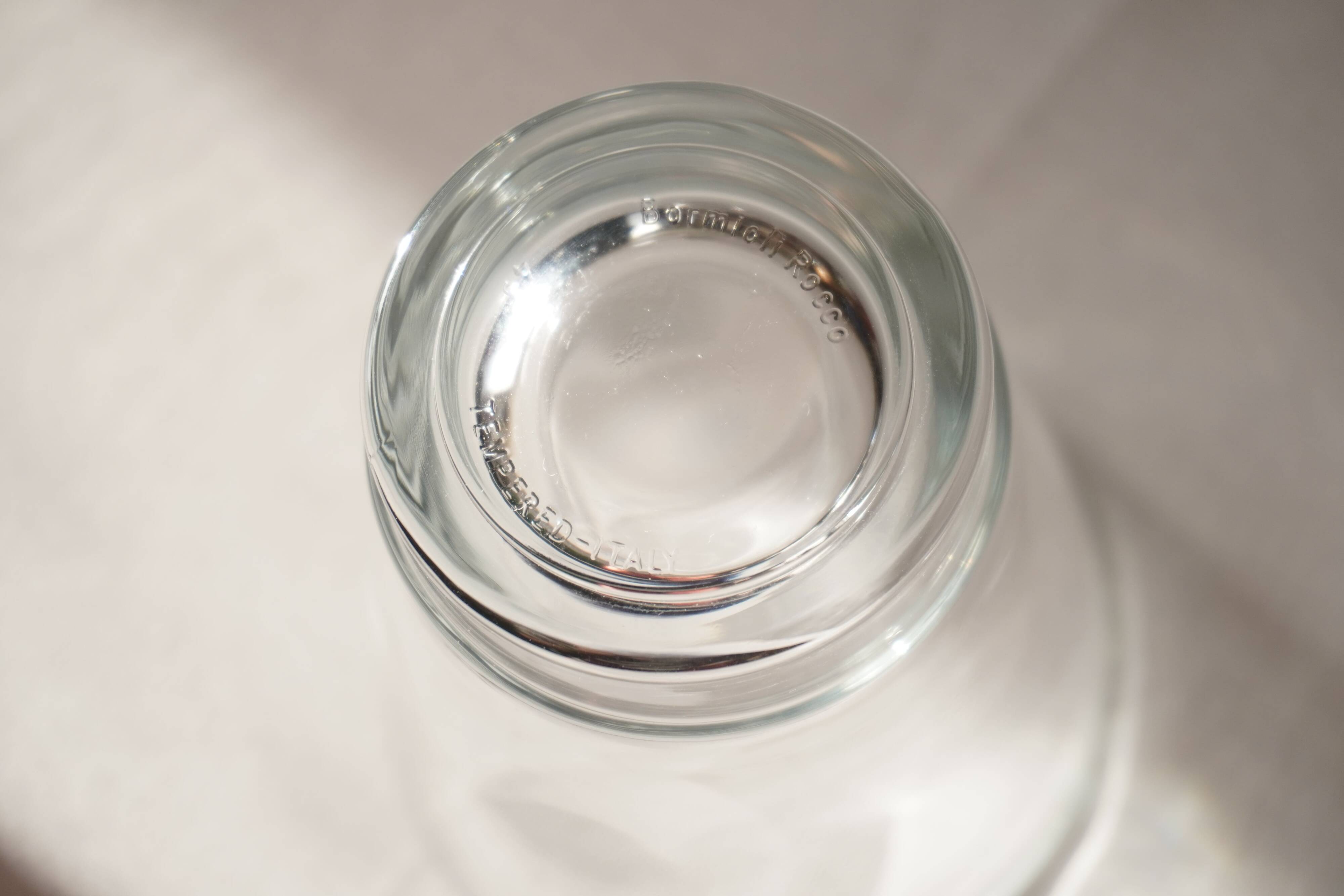 Set of 2 cups, glass and metal stand, Bormiolo Rocco, Italy