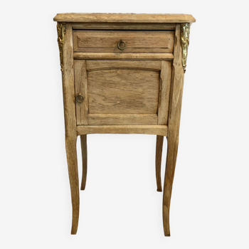 Vintage bedside table in solid oak and marble top