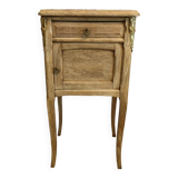 Vintage bedside table in solid oak and marble top