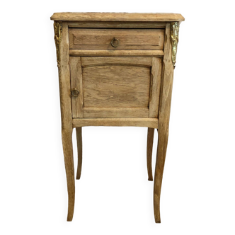 Vintage bedside table in solid oak and marble top