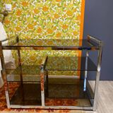 Vintage 70s chrome and smoked glass console