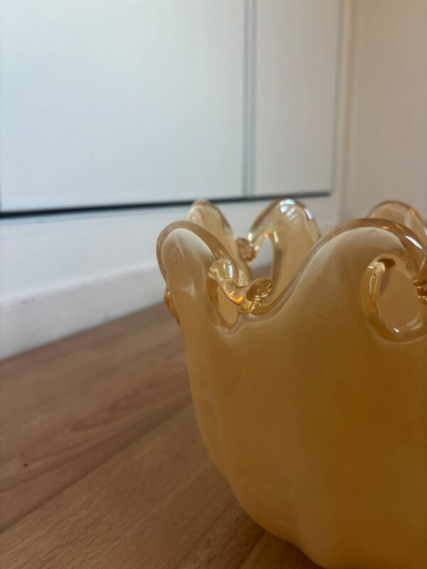 Superbe bol en cristal blanc de Murano fabriqué à la main en Italie
