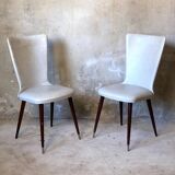 Pair of vintage 1960s chairs in grey faux leather.
