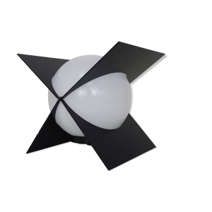 Lampe Luz Eva Maison Gautier structure en métal noir et globe en plastique blanc