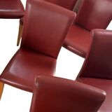 Poltrona Frau Italy - 6 chairs in varnished wood and leather