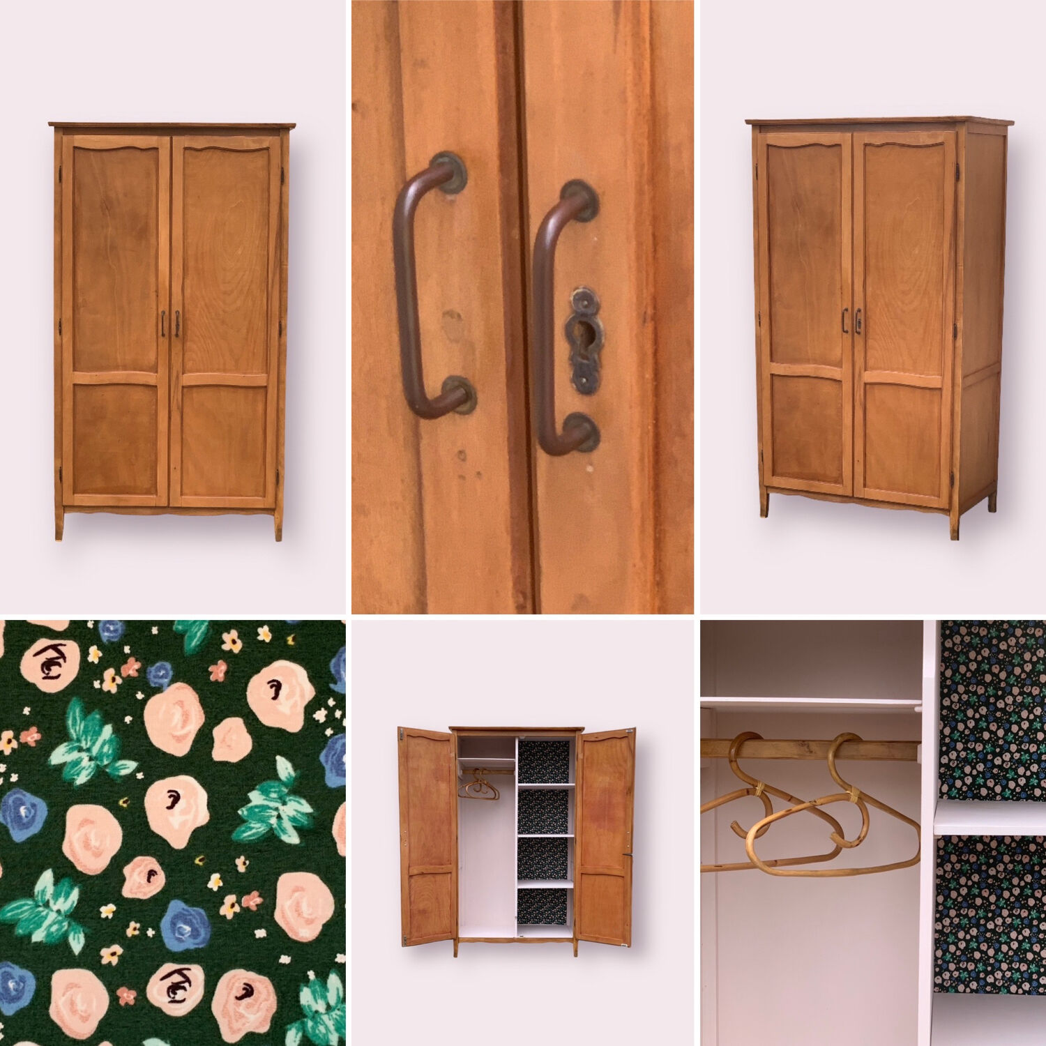 Parisian wardrobe vintage beech 1970