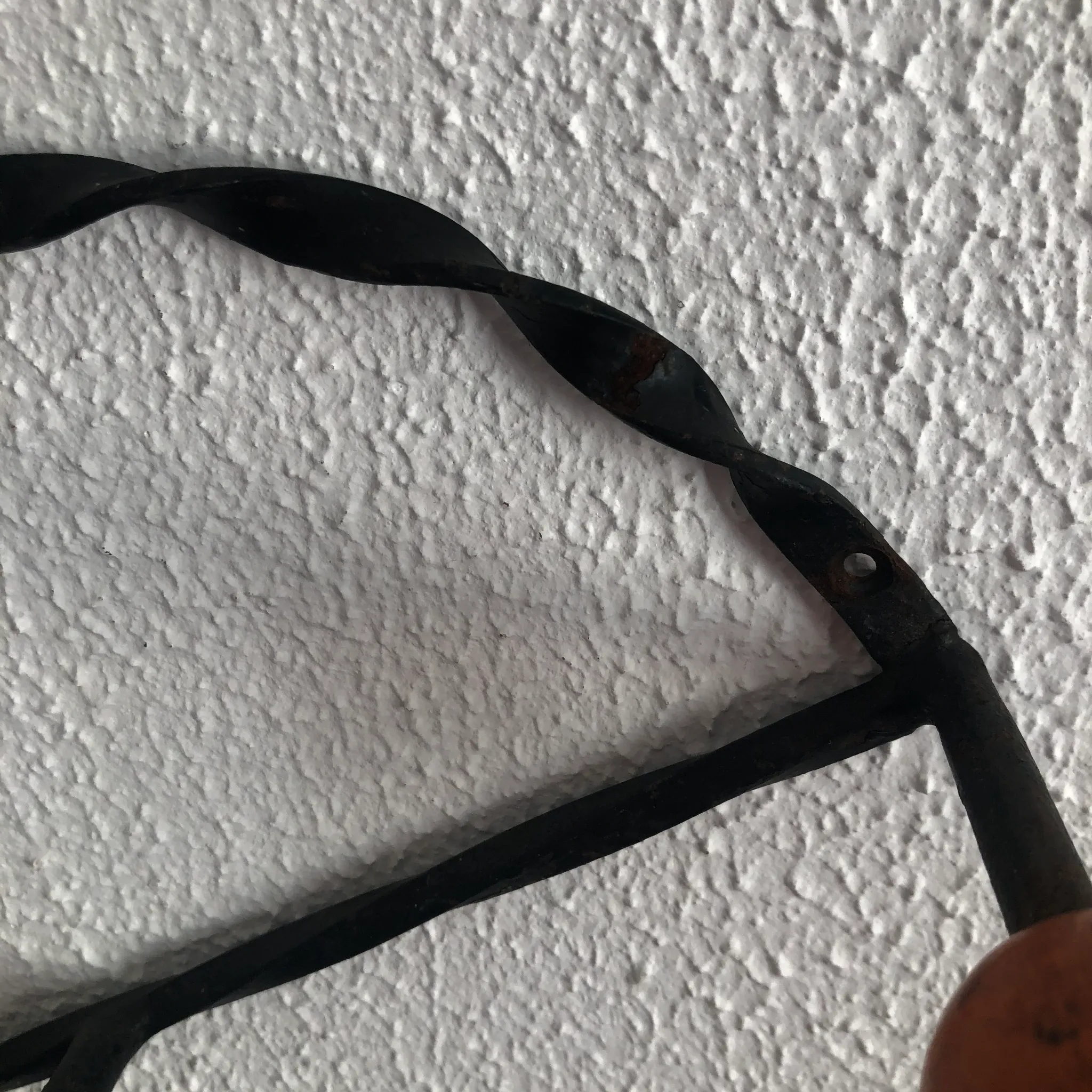 Vintage 1960 coat rack heart 5 ball hooks wood - 60 cm