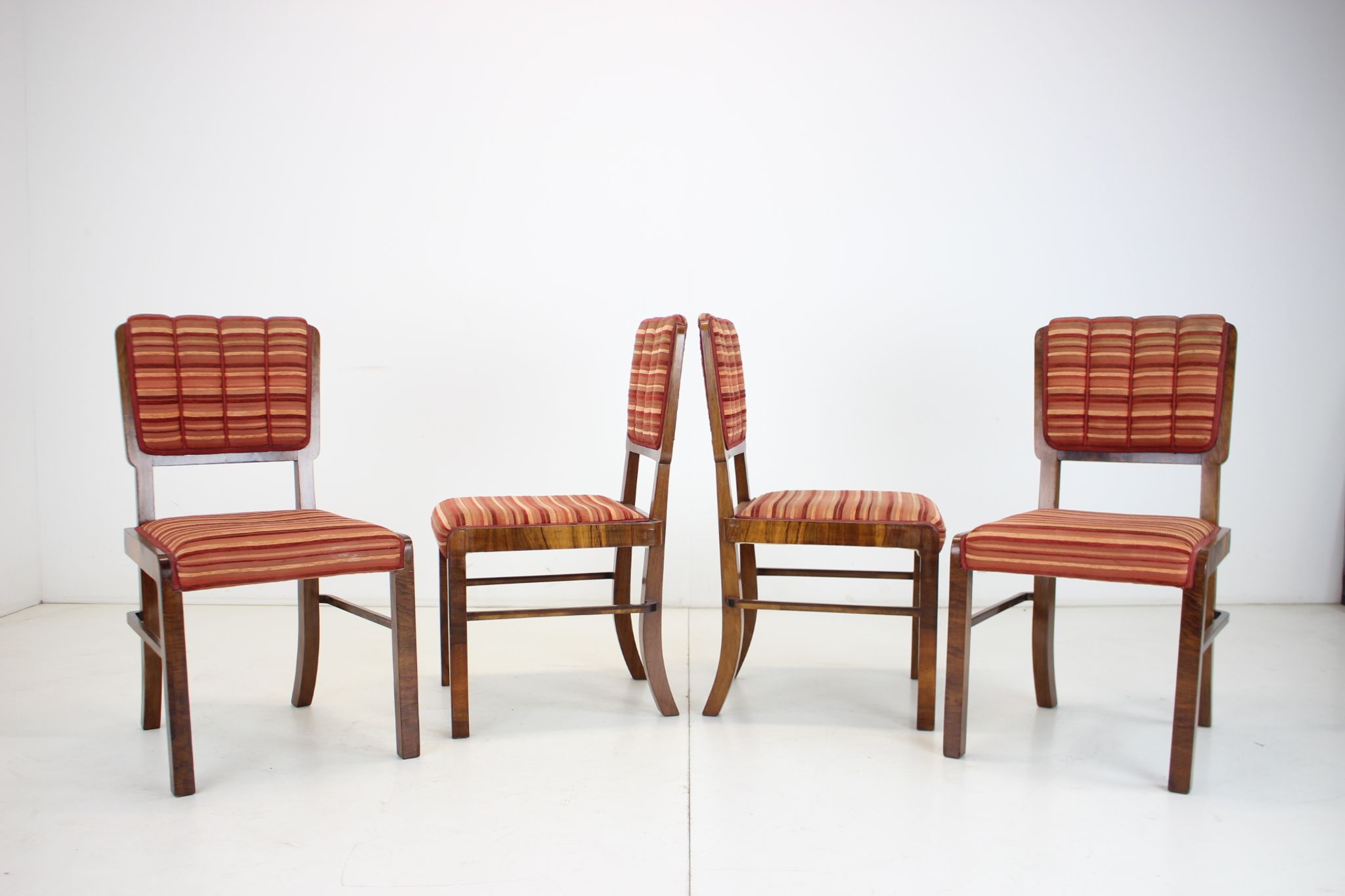 1930s set of 4 art deco dining chairs, czechoslovakia