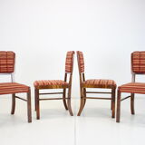 1930s set of 4 art deco dining chairs, czechoslovakia