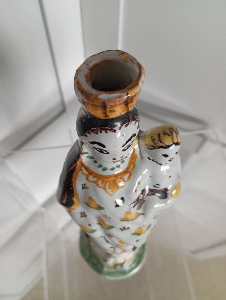 Virgin and Child in polychrome earthenware, 18th century, Nevers