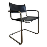 Black leather cantilever armchair Bauhaus design