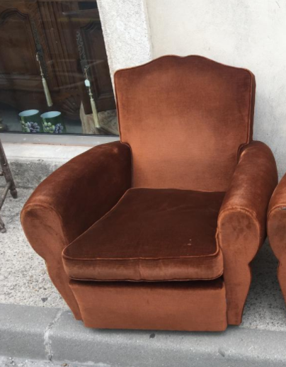 Velvet club chairs pair