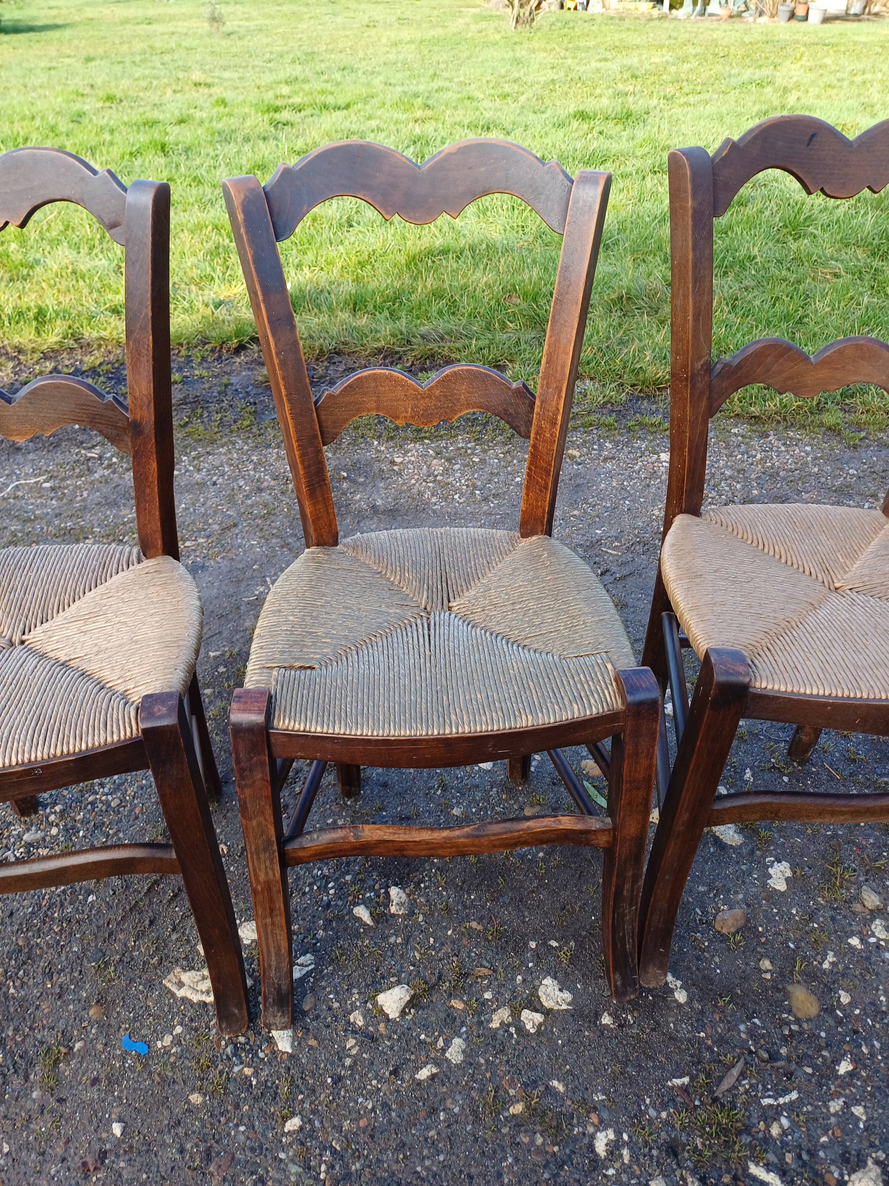 7 Old Straw Chairs