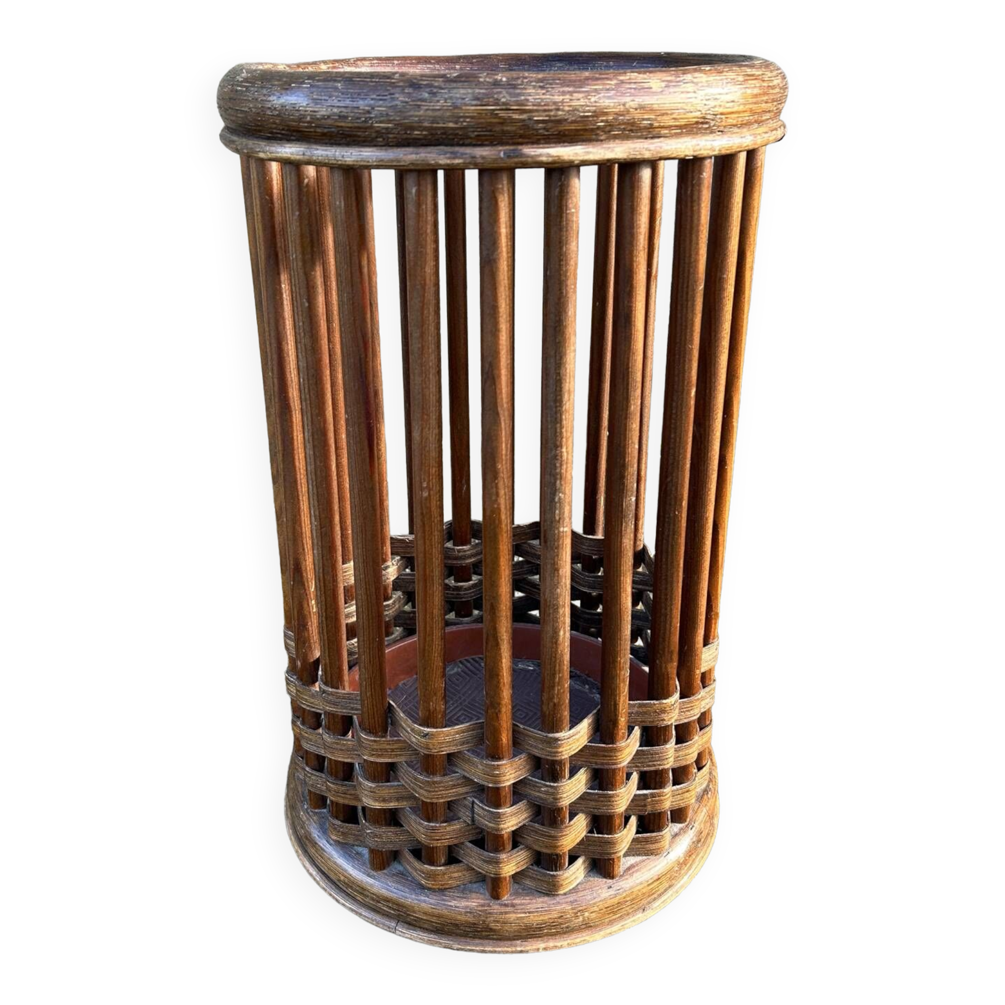 Bamboo rattan umbrella stand, vintage, 60s