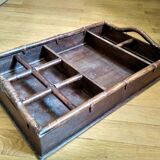 Plateau de service bois et rotin