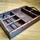 Large serving tray wood and rattan to doors lockers glasses and bottles