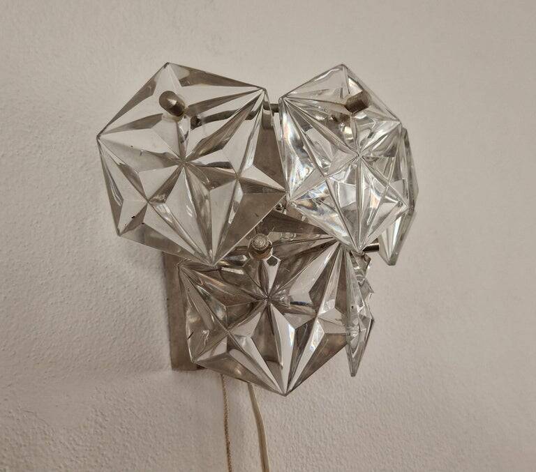 Rare Midcentury Glass Wall Lamp in Style of Kinkeldey, 1960s.