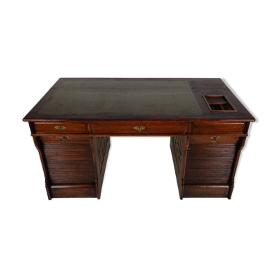 Bureau d'écriture à rouleau tambour en chêne ancien par Stolzenberg, vers 1880